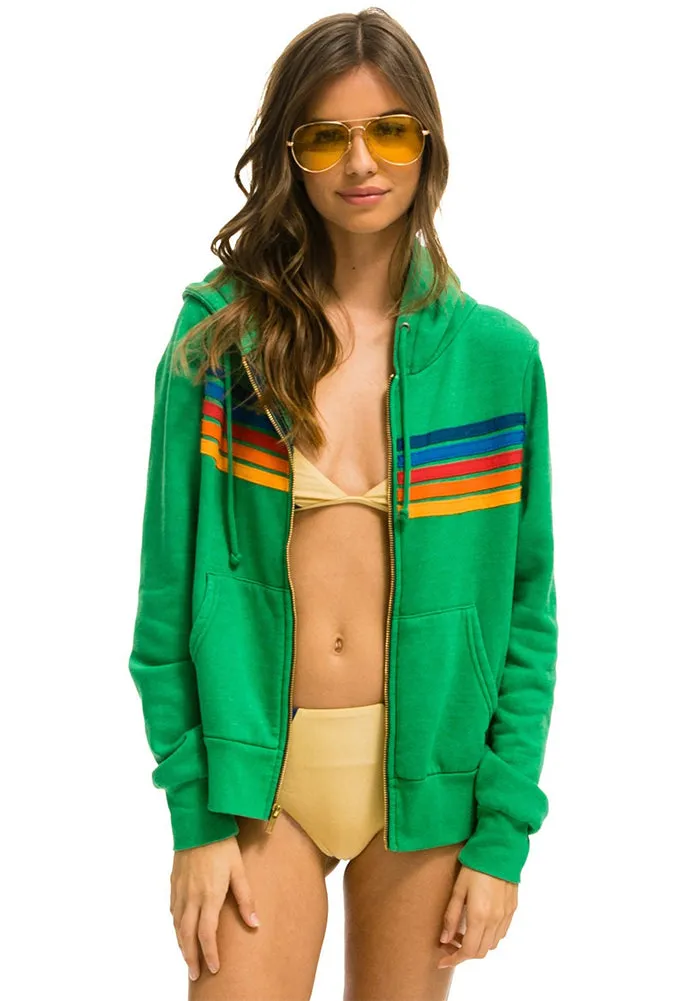 Aviator Nation 5 Stripe Zip Hoodie in Kelly Green