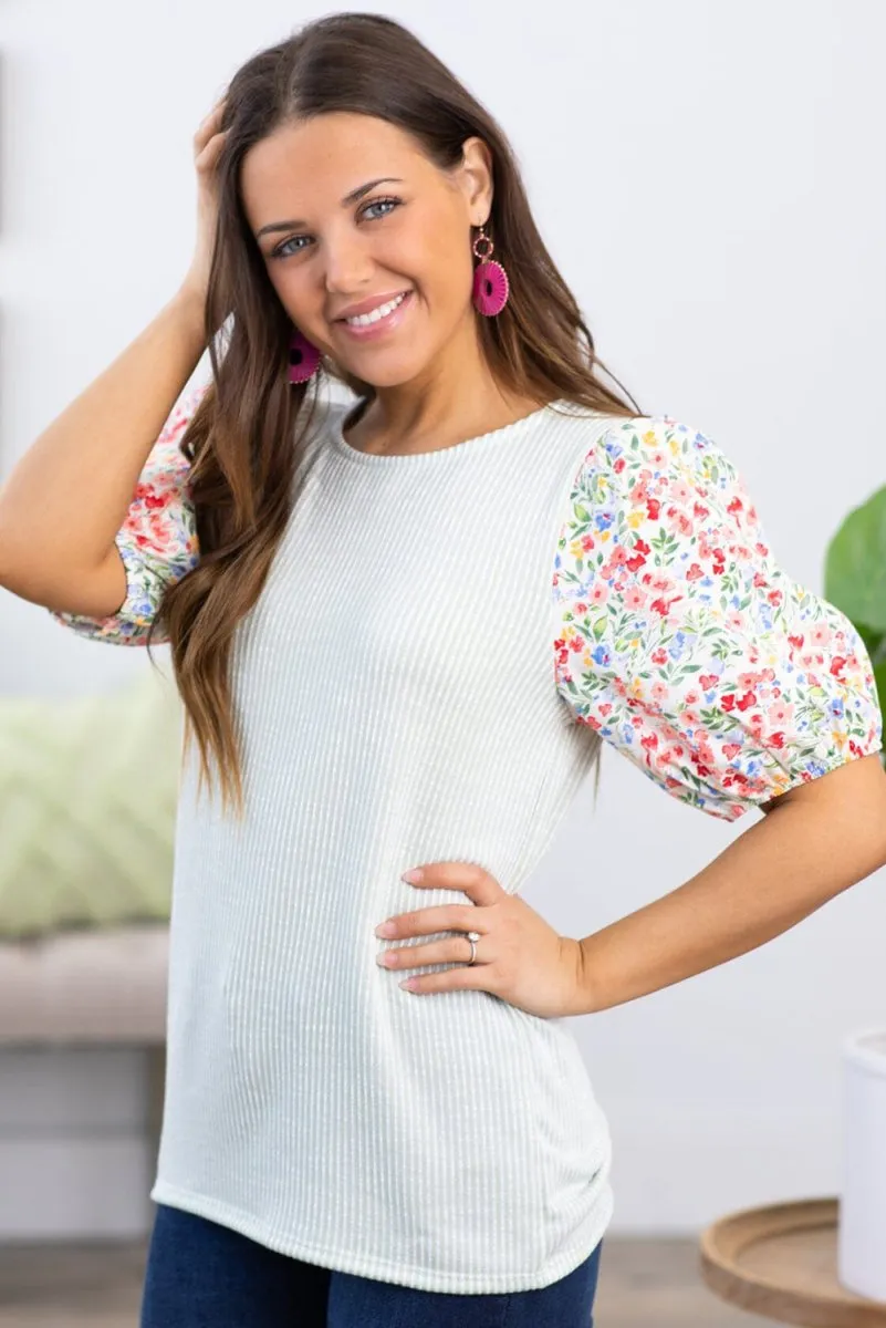 Bethany Pink Floral Knit Plus Size Blouse