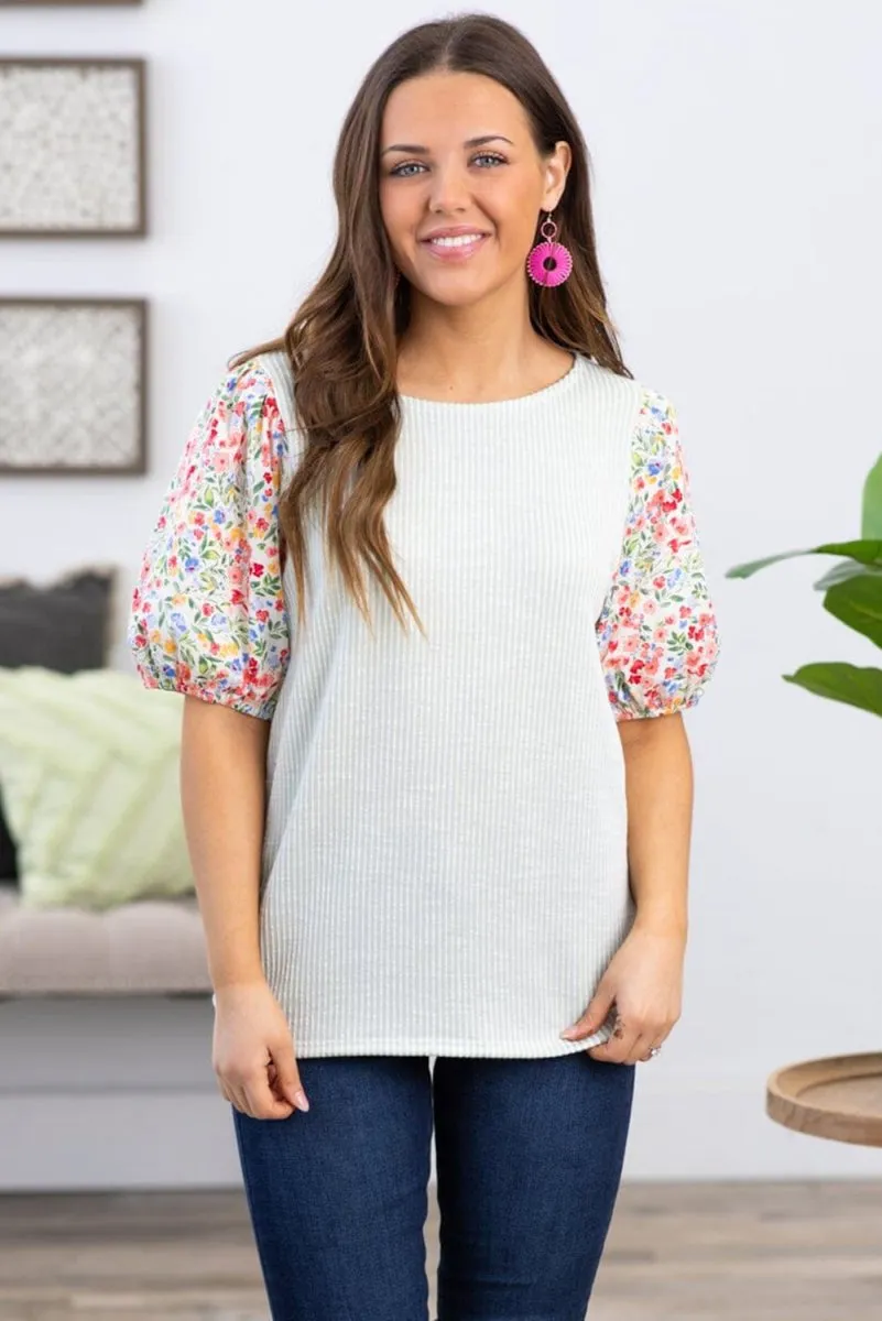 Bethany Pink Floral Knit Plus Size Blouse