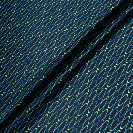 Blue & Green Geometric Printed Black Silk Twill