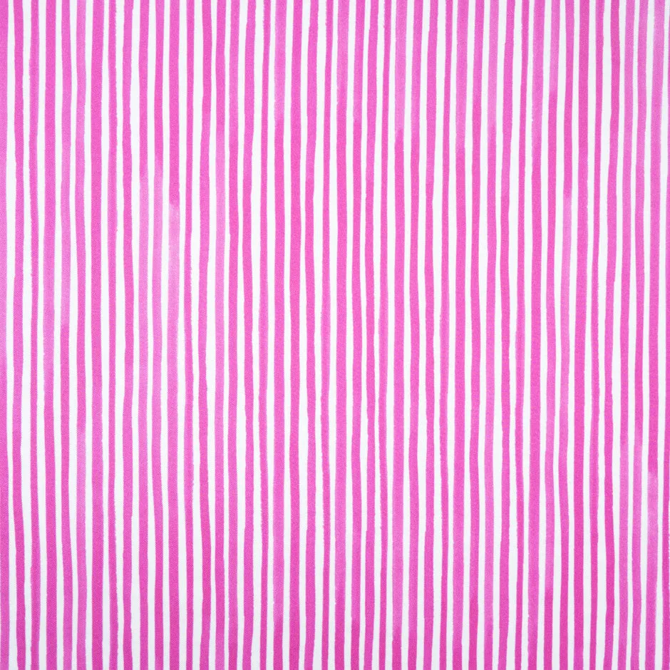 Bubblegum Pink & White Striped Pure Silk Twill