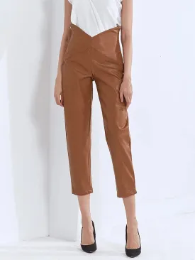 Cailyn Casual Spliced PU Leather Pant