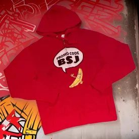 *DESIGN BY HUMANS* (RED) ZIP UP HOODIE (DISTRESSED LOGO STYLE)