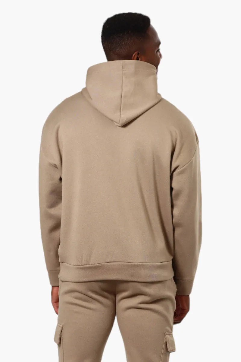 Essentials Solid Drop Shoulder Pullover Hoodie - Beige