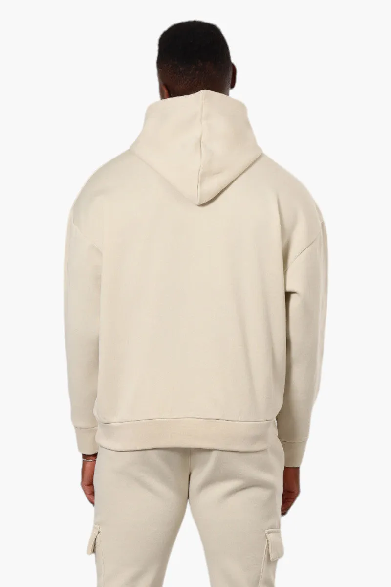 Essentials Solid Drop Shoulder Pullover Hoodie - Cream