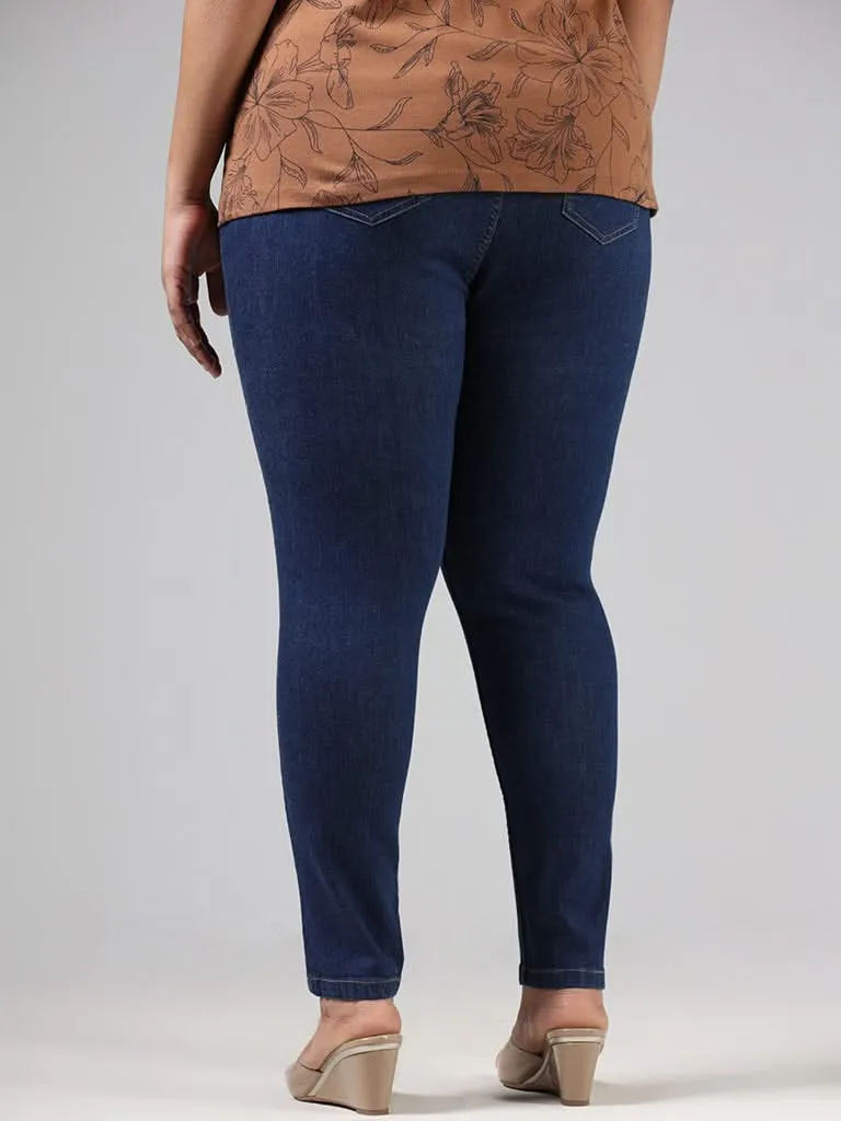 Gia Solid Dark Blue Ankle Length Denim Slim Fit Jeggings