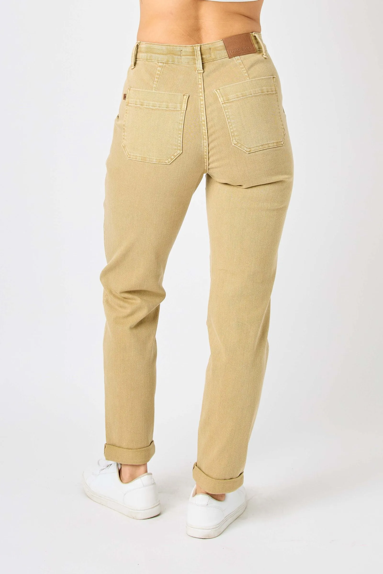 Judy Blue High Waist Khaki Garment Dyed Cuffed Joggers