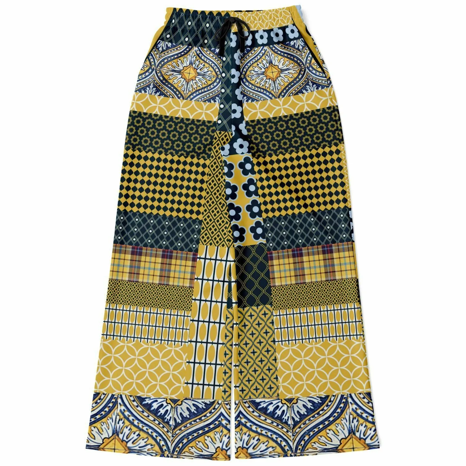 Le Dauphin Patchwork Print Eco-Poly Wide Leg Pants