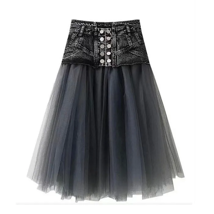 Lights Out Style - Tulle Midi Skirt With Belt