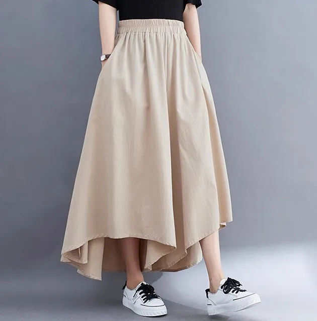 Linen pants/Cropped pants/Women linen skirt pants/Wide leg pants/cotton skirt pants/black pants/high waist pants/elastic waist Pants P0019