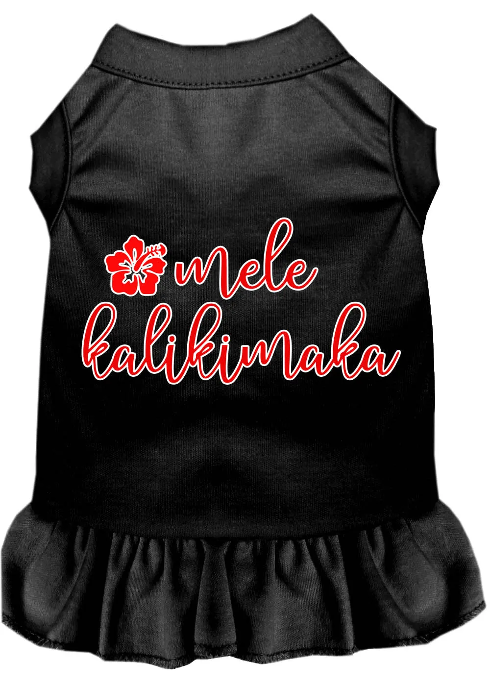 Mele Kalikimaka Screen Print Dog Dress Black Med