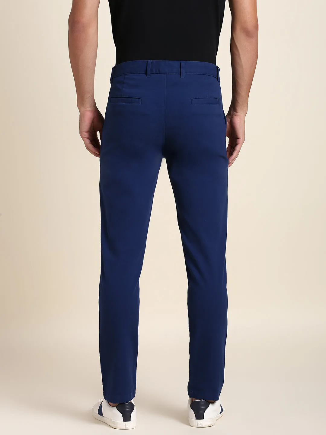 Men's Denim Blue Chino Comfortable Bottomwear With Smart Casual Look