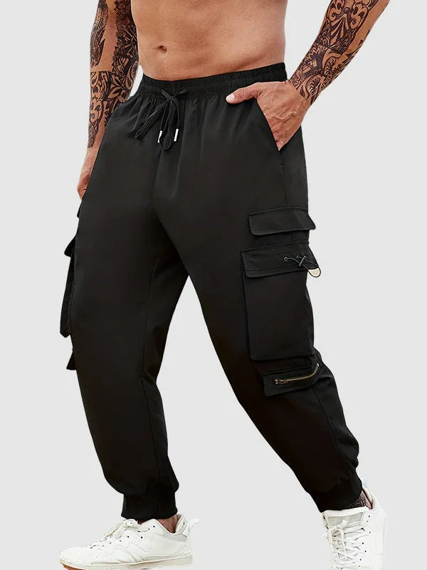 Men's Drawstring Elastic Waist Casual Cargo Pants