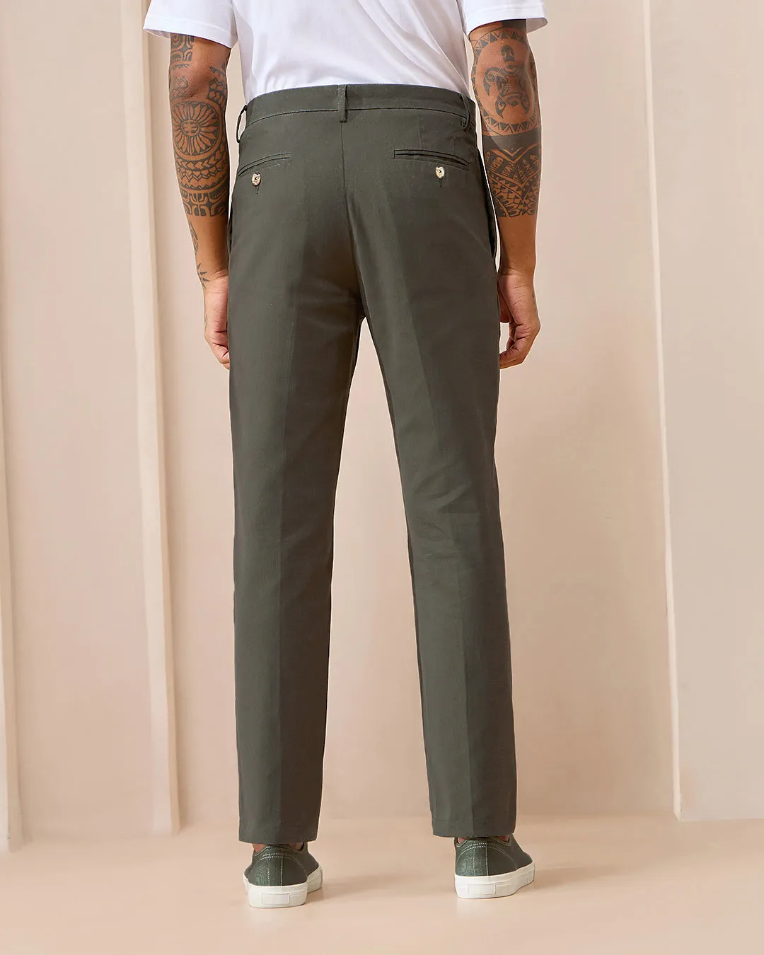 Moss Comfort Fit Cotton Chinos