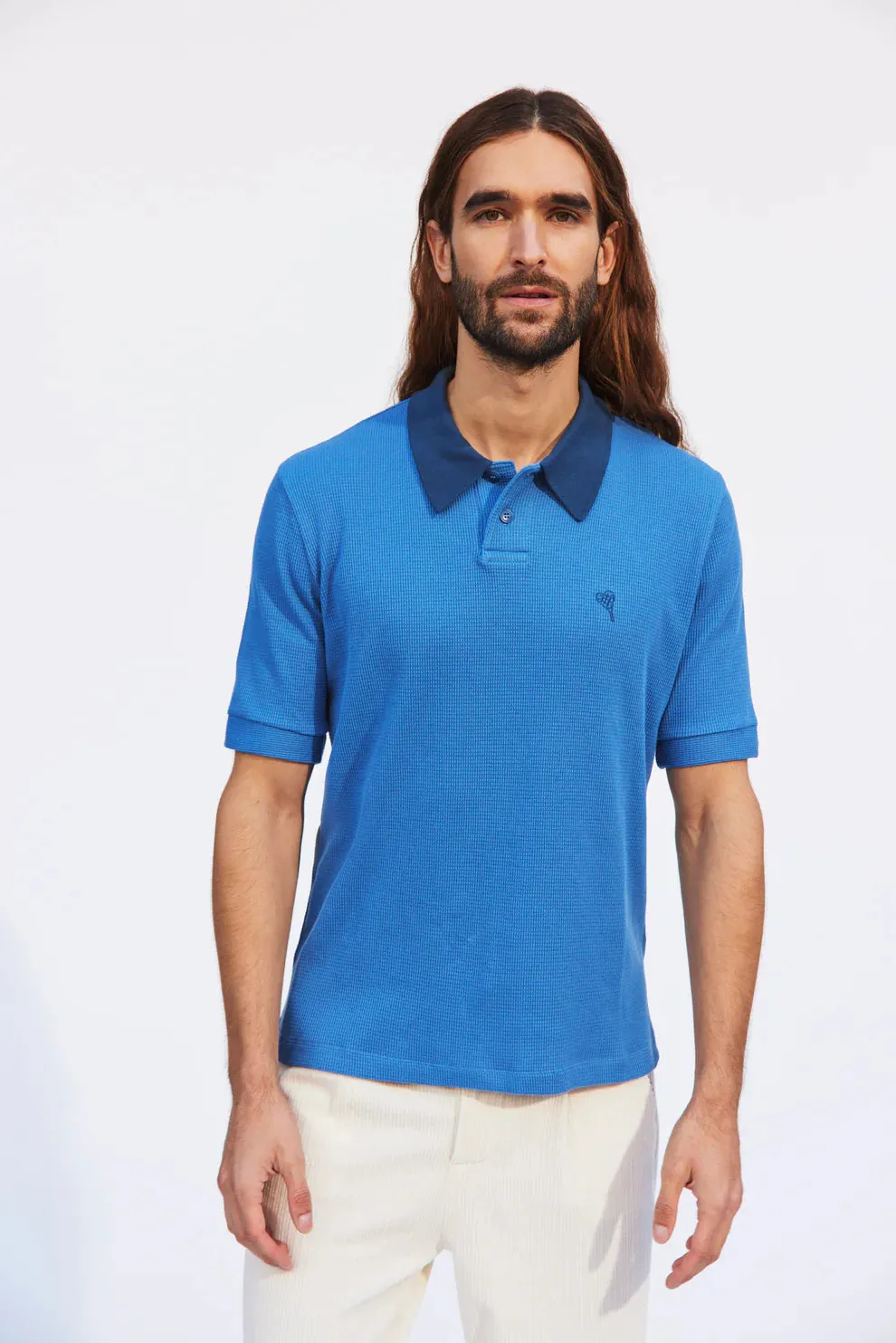 Oversized Retro Polo Shirt Hard Court Blue