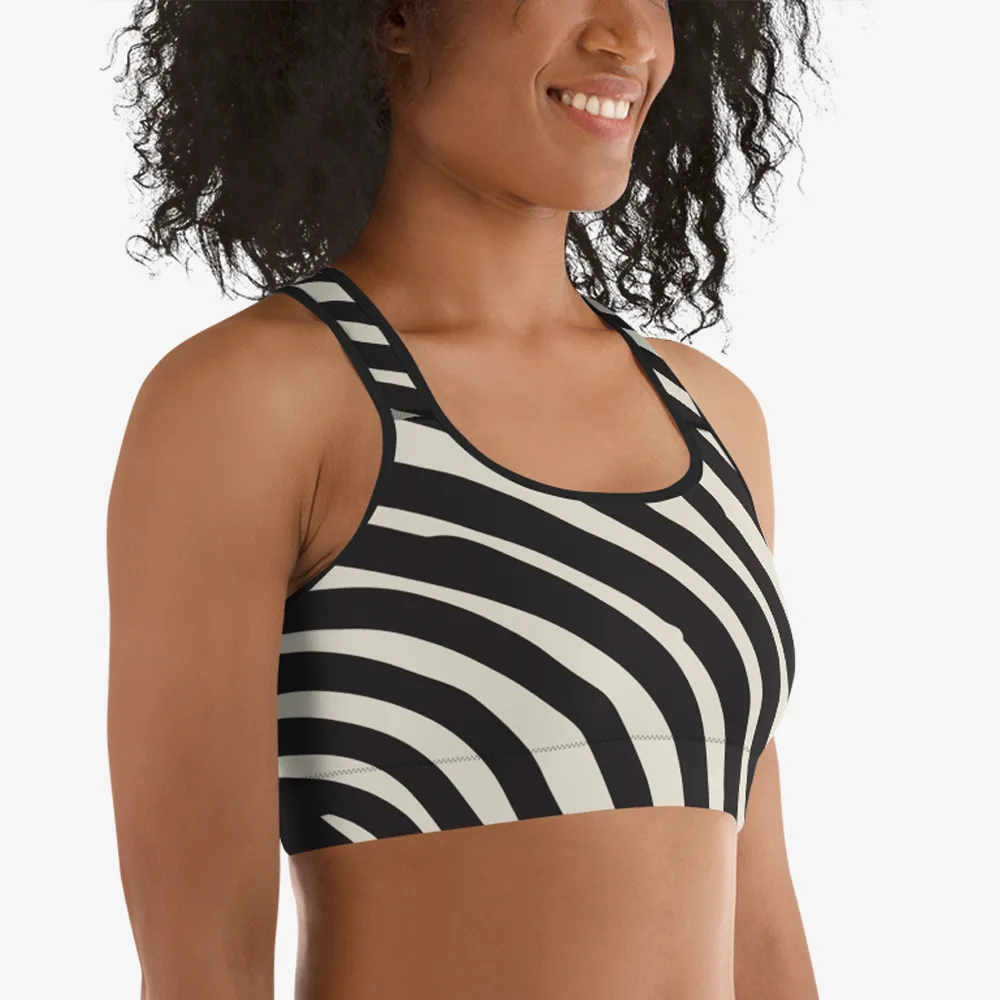 Printed Sports bra "Circus" Black/White/Purple