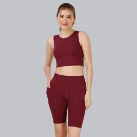 Quick Dry Athleisure Crop Top & Knee-Length Sports Cords Set AT-5/AT-7