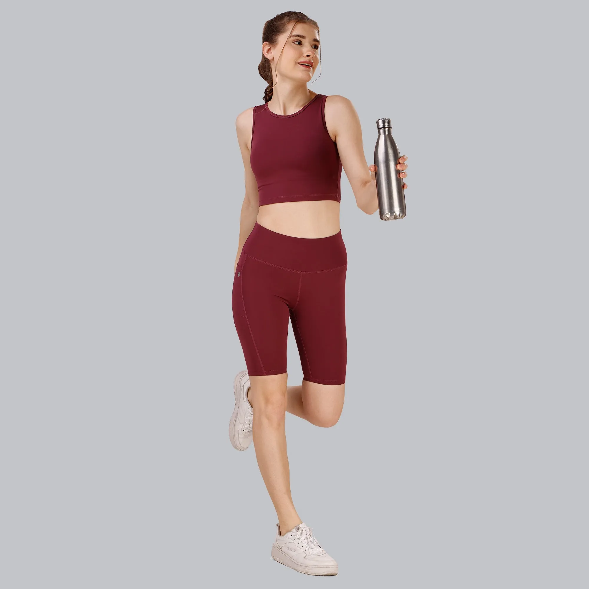 Quick Dry Athleisure Crop Top & Knee-Length Sports Cords Set AT-5/AT-7