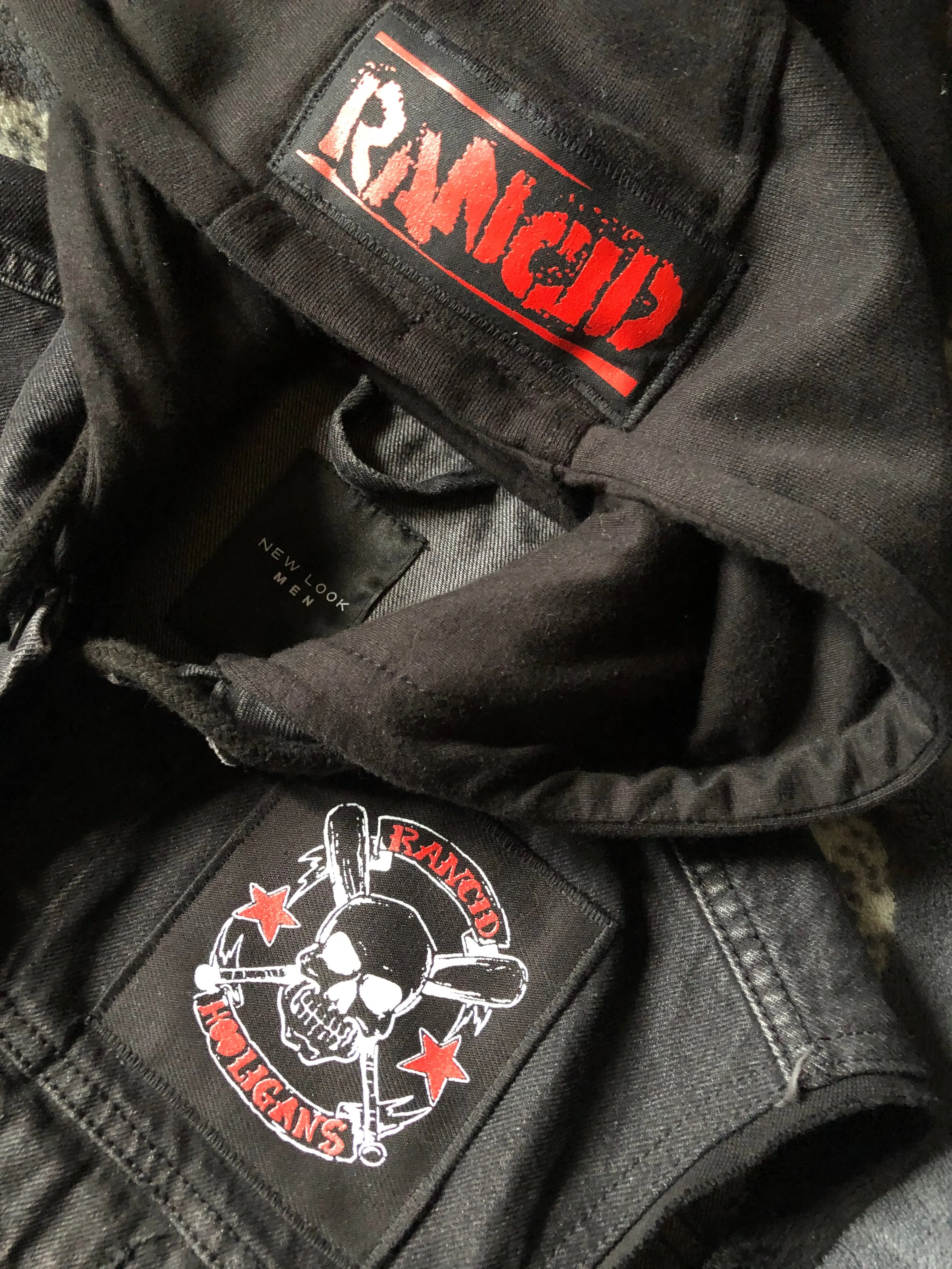 Rancid Punx Hooligans Punk Rock Denim Cut-Off Hooded Battle Jacket