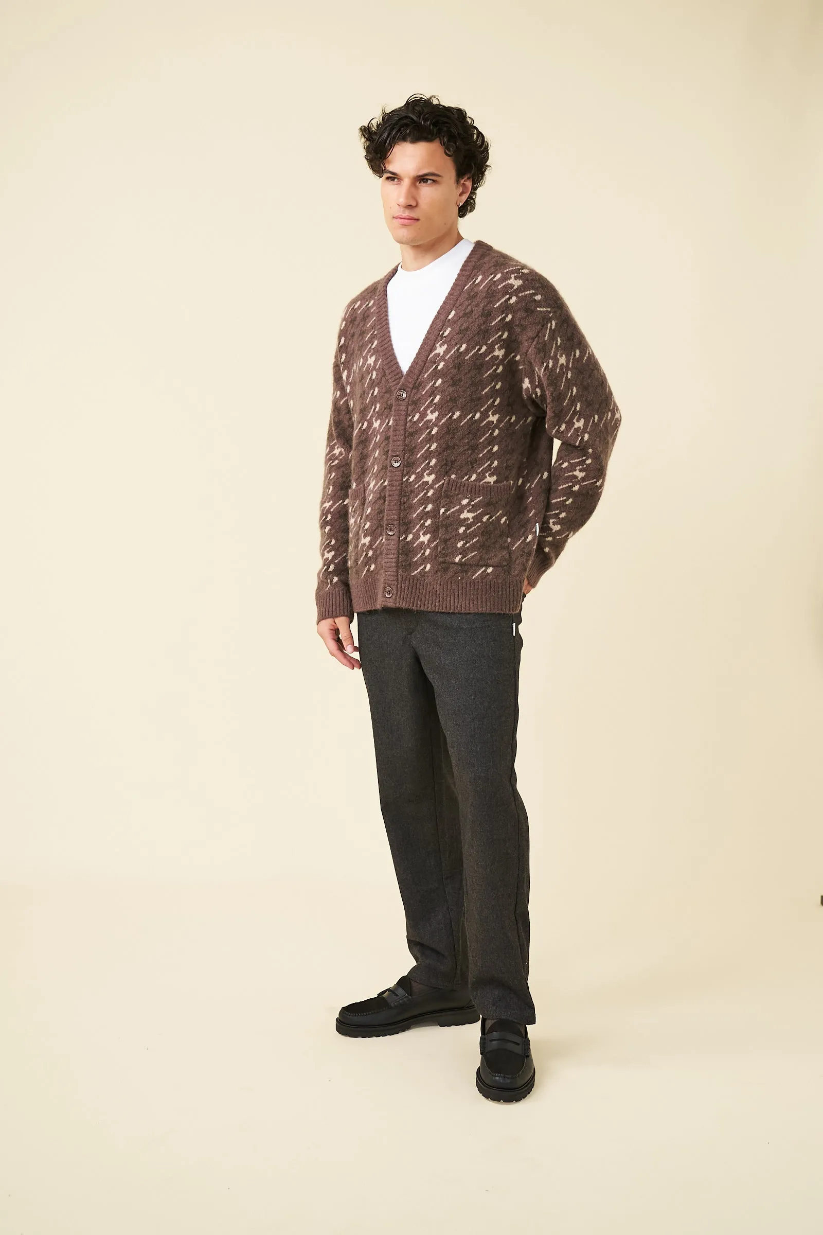 RONNIE MOHAIR CARDIGAN - BROWN