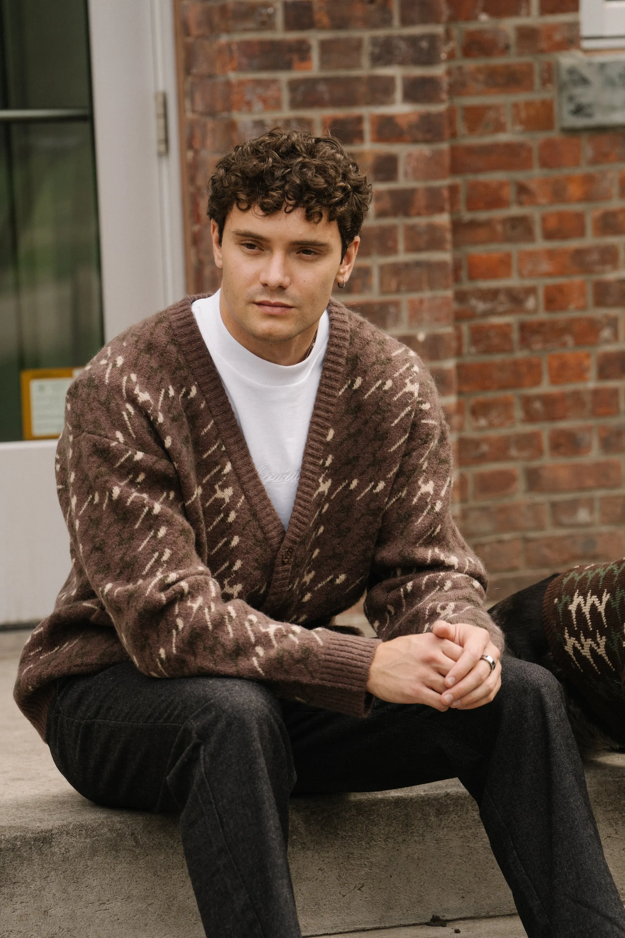 RONNIE MOHAIR CARDIGAN - BROWN