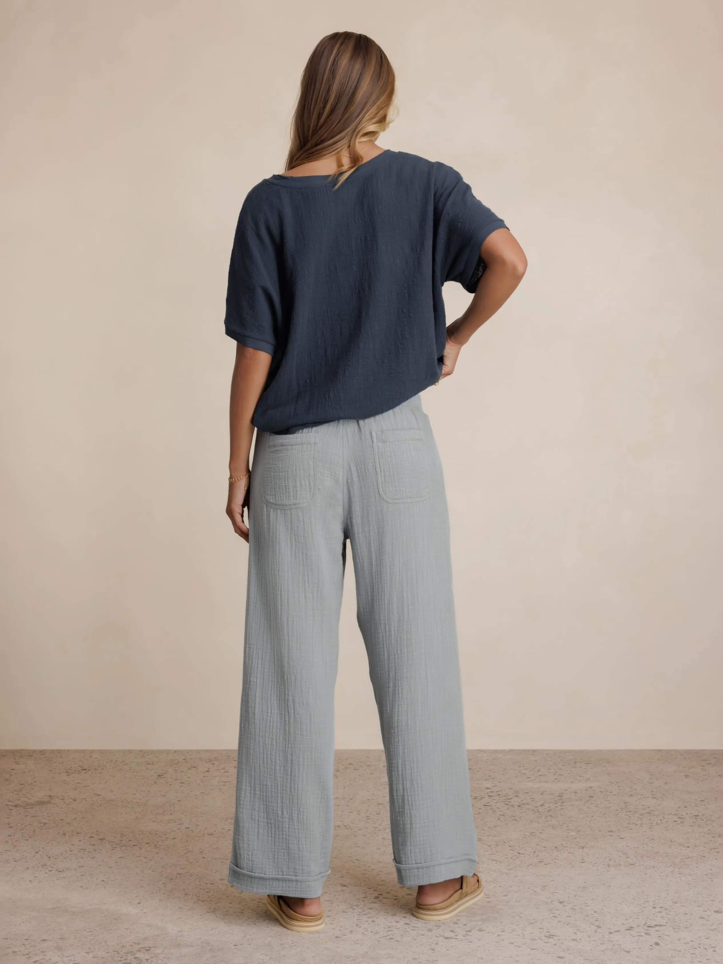 Sancia Cotton Pants Slate Blue