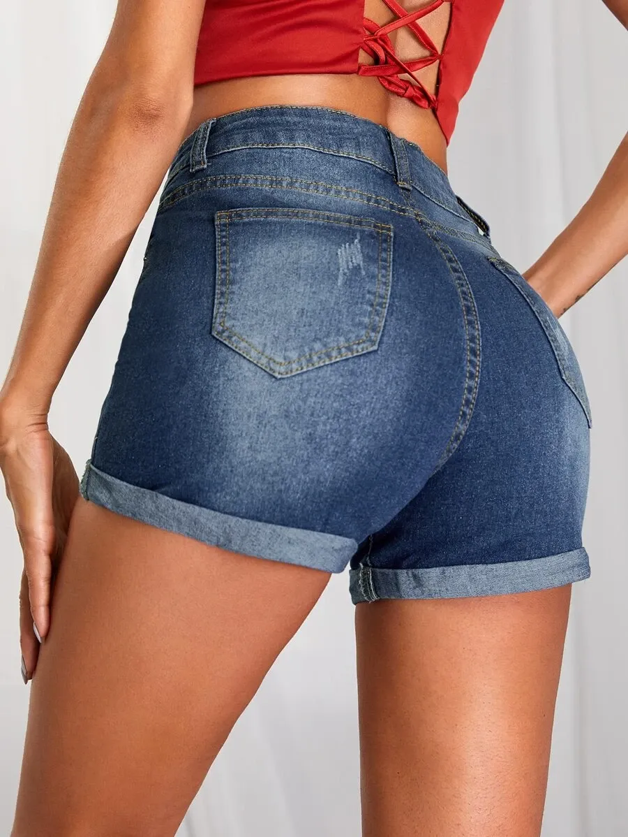 Troina Cuff Denim Shorts