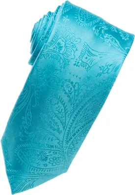 Turquoise Paisley Tone on Tone Necktie