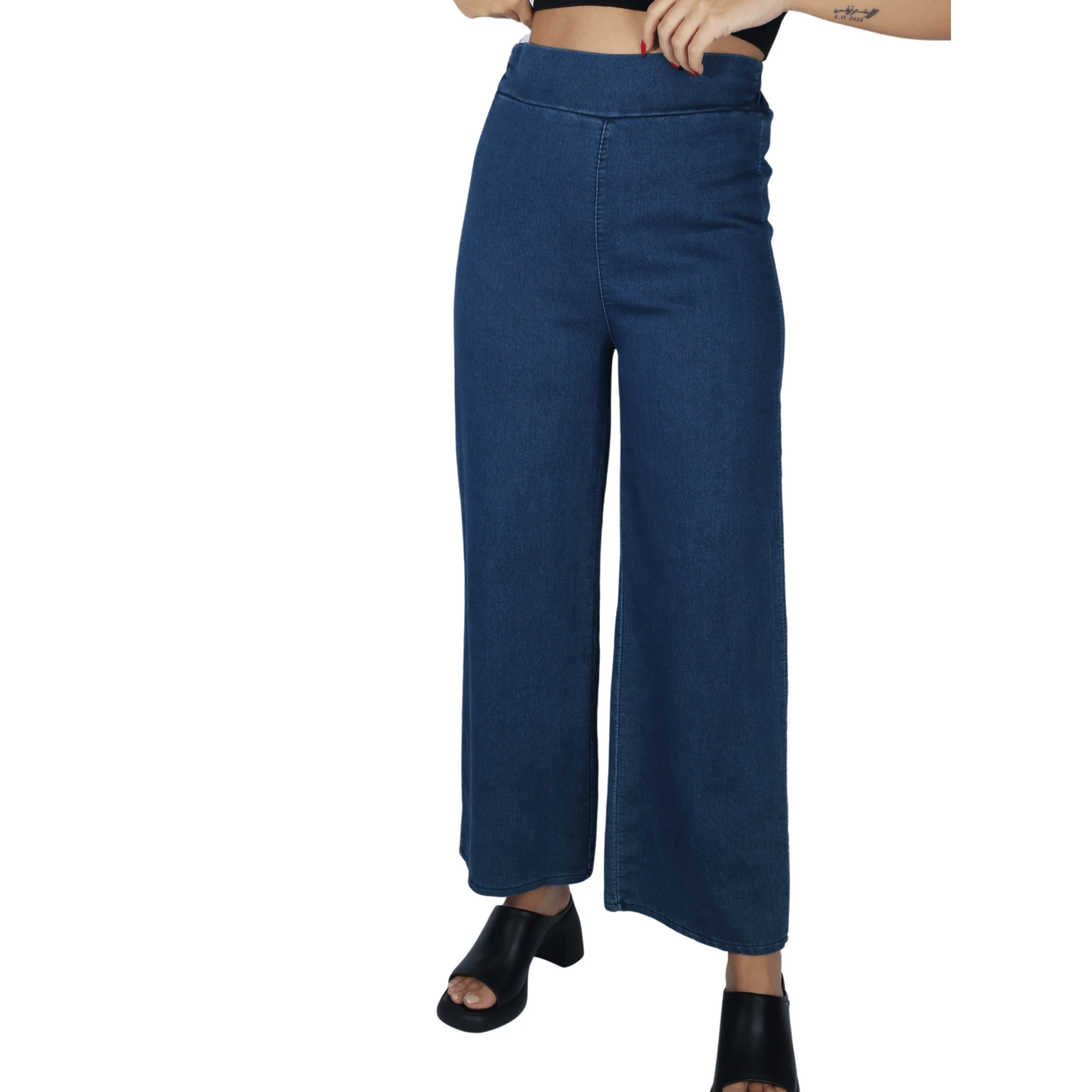 Wide leg denim pants