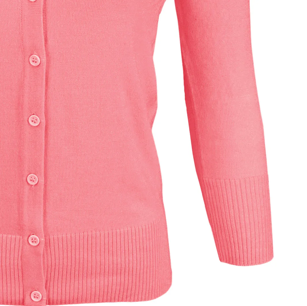 YEMAK Women's 3/4 Sleeve V-Neck Button Down Cardigan Sweater CO078 (S-L) Color Option (2 of 2)