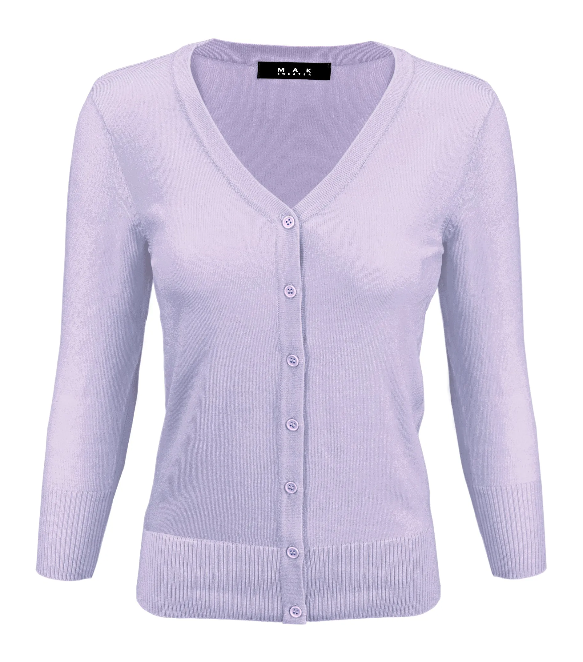 YEMAK Women's 3/4 Sleeve V-Neck Button Down Cardigan Sweater CO078 (S-L) Color Option (2 of 2)